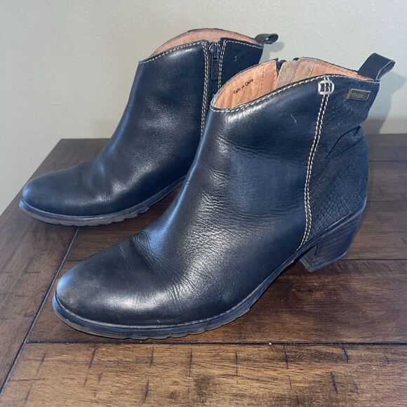 Pikolinos Womens Andorra Black Leather Bootie Boot Shoe 39 US 8.5 Comfort - Picture 1 of 10
